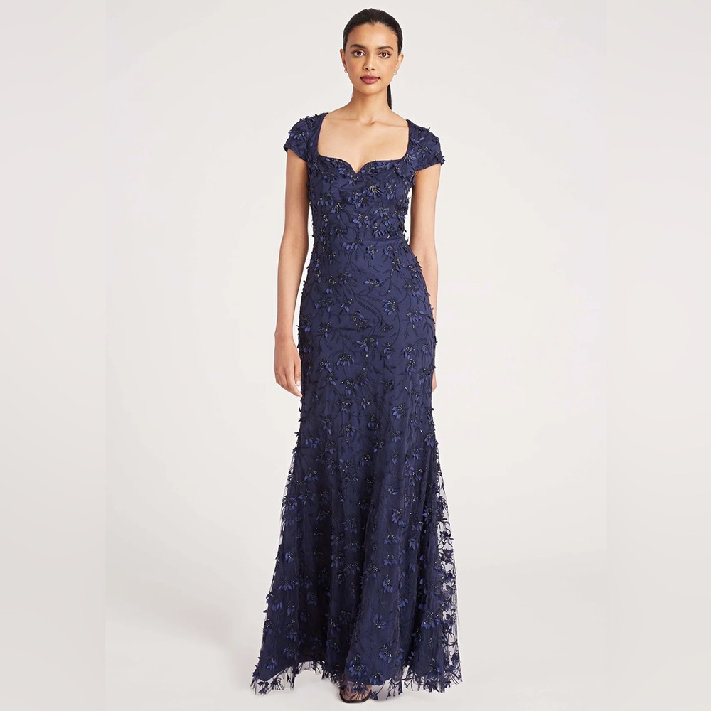 THEIA Bree Cap-Sleeve Gown NWT